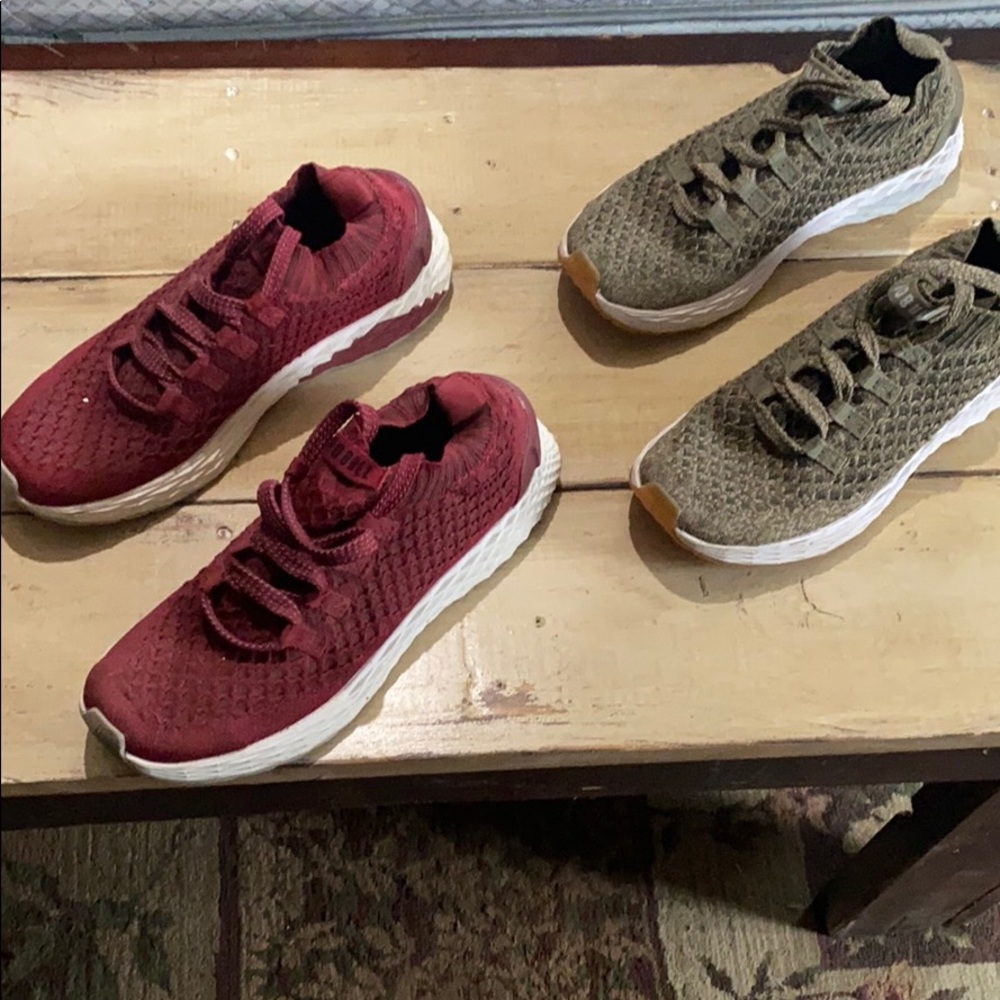 NoBull running shoes. Burgundy and army green.
